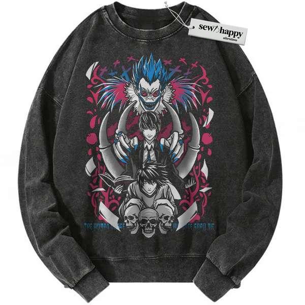 Wash Sweatshirt Ryuk vs Light Yagami Sweatshirt, Death Note Sweatshirt, Anime Sweatshirt, Vintage Sweatshirt