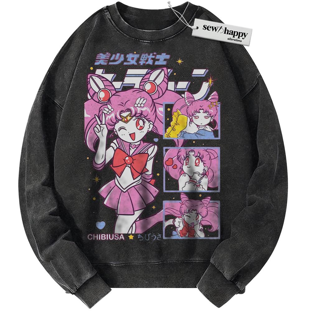 Wash Sweatshirt Sailor Chibi Moon Sweatshirt, Chibiusa Sweatshirt, Sailor Moon Sweatshirt, Anime Sweatshirt, Vintage Sweater