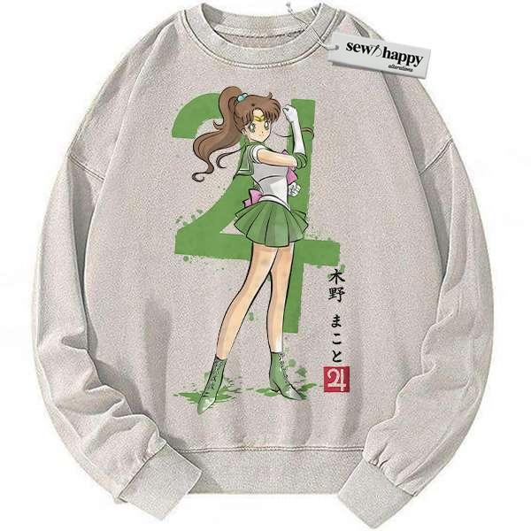Wash Sweatshirt Sailor Jupiter Sweatshirt, Sailor Moon Sweatshirt, Anime Sweatshirt, Vintage Sweater Wash Sweatshirt Sailor Jupiter Sweatshirt, Sailor Moon Sweatshirt, Anime Sweatshirt, Vintage Sweater - Image 1