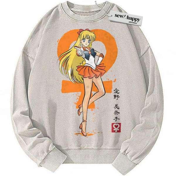 Wash Sweatshirt Sailor Venus Sweatshirt, Sailor Moon Sweatshirt, Anime Sweatshirt, Vintage Sweater