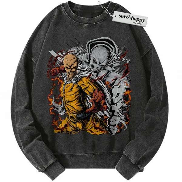 Wash Sweatshirt Saitama Sweatshirt, One Punch Man Sweatshirt, Anime Shirt, Vintage Sweatshirt