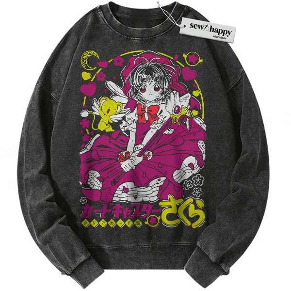 Wash Sweatshirt Sakura Kinomoto Sweatshirt, Cardcaptor Sakura Sweatshirt, Anime Sweatshirt, Vintage Sweatshirt