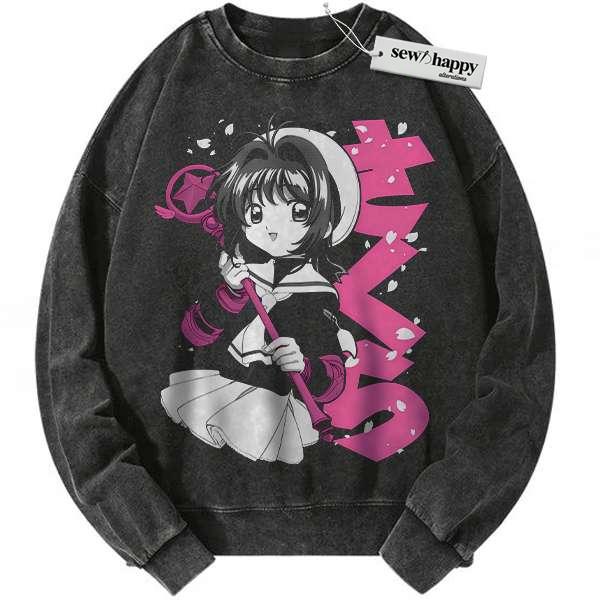 Wash Sweatshirt Sakura Kinomoto Sweatshirt, Cardcaptor Sakura Sweatshirt, Anime Sweatshirt, Vintage Sweatshirt