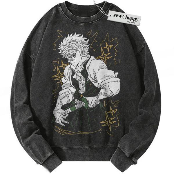 Wash Sweatshirt Sanemi Shinazugawa Sweatshirt, Demon Slayer Sweatshirt, Anime Sweatshirt, Vintage Sweatshirt Wash Sweatshirt Sanemi Shinazugawa Sweatshirt, Demon Slayer Sweatshirt, Anime Sweatshirt, Vintage Sweatshirt - Image 1
