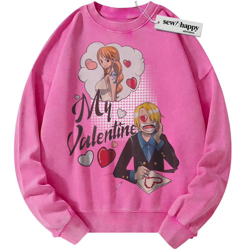 Wash Sweatshirt Sanji and Nami Sweatshirt, One Piece Sweatshirt, Valentine's Day Sweatshirt, Anime Sweatshirt, Vintage Sweater
