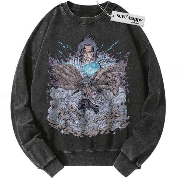 Wash Sweatshirt Sasuke Uchiha Sweatshirt, Naruto Sweatshirt, Anime Sweatshirt, Vintage Sweater Wash Sweatshirt Sasuke Uchiha Sweatshirt, Naruto Sweatshirt, Anime Sweatshirt, Vintage Sweater - Image 1