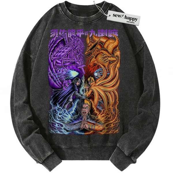 Wash Sweatshirt Sasuke Uchiha Sweatshirt, Naruto Sweatshirt, Anime Sweatshirt, Vintage Sweater Wash Sweatshirt Sasuke Uchiha Sweatshirt, Naruto Sweatshirt, Anime Sweatshirt, Vintage Sweater - Image 1