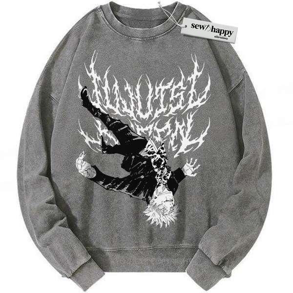 Wash Sweatshirt Satoru Gojo Sweatshirt, Jujutsu Kaisen Sweatshirt, Anime Sweatshirt, Vintage Sweater