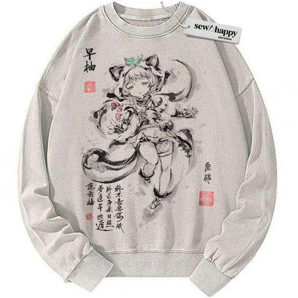 Wash Sweatshirt Sayu Sweatshirt, Genshin Impact Sweatshirt, Game Sweatshirt, Vintage Sweatshirt