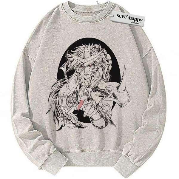 Wash Sweatshirt Scorpio Milo Sweatshirt, Saint Seiya Sweatshirt, Anime Sweatshirt, Vintage Sweatshirt