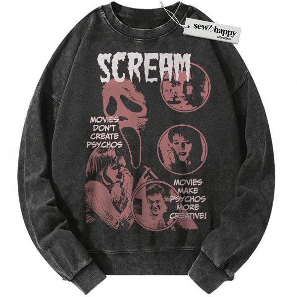 Wash Sweatshirt Scream Sweatshirt, Halloween Sweatshirt, Horror Movie Sweatshirt, Vintage Sweatshirt