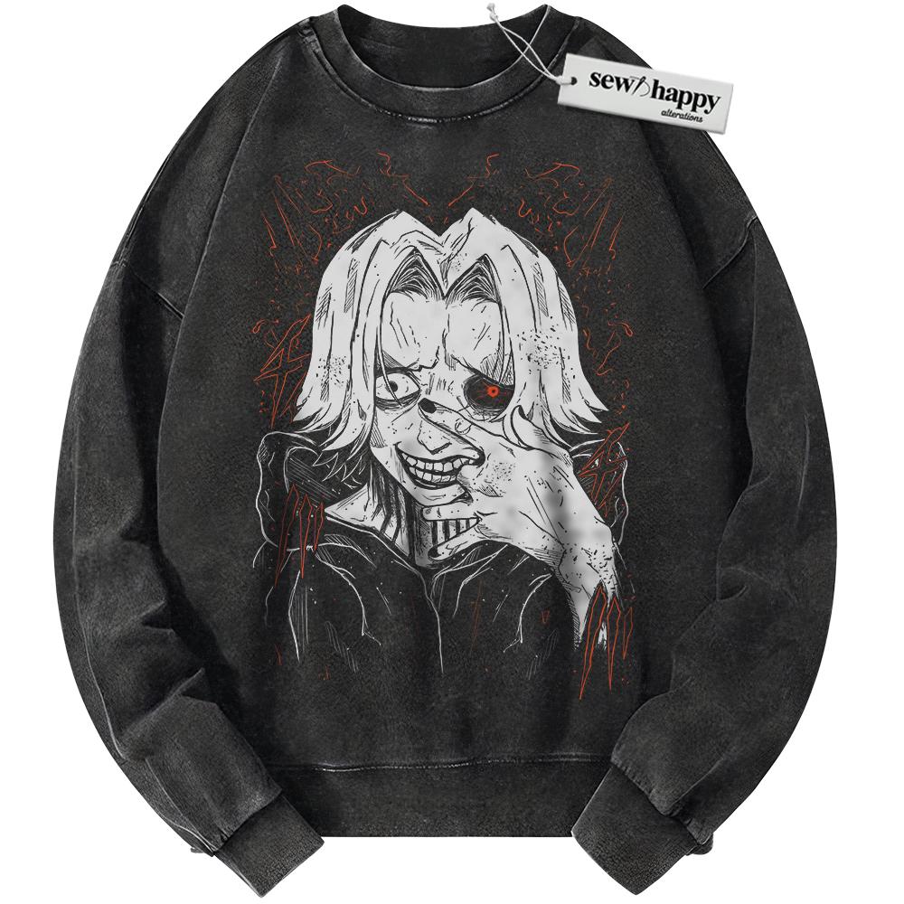 Wash Sweatshirt Seidou Takizawa Sweatshirt, Tokyo Ghoul Sweatshirt, Anime Sweatshirt, Vintage Sweater