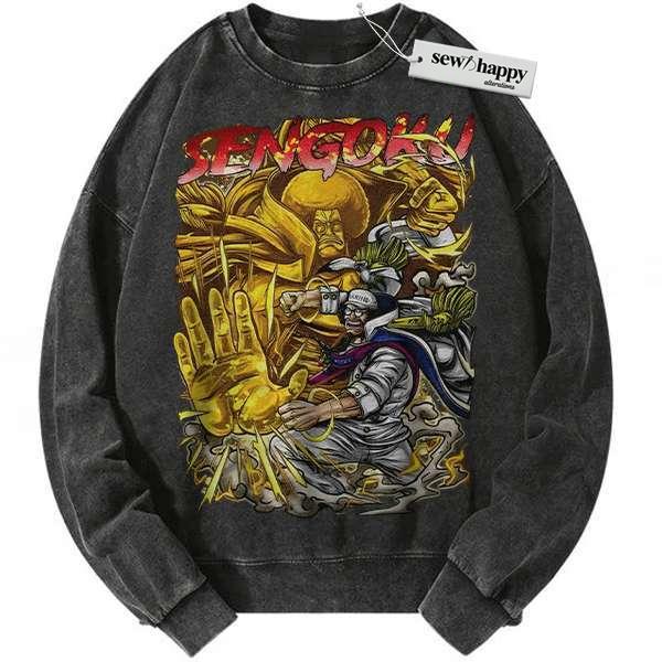Wash Sweatshirt Sengoku Sweatshirt, One Piece Sweatshirt, Anime Sweatshirt, Vintage Sweatshirt