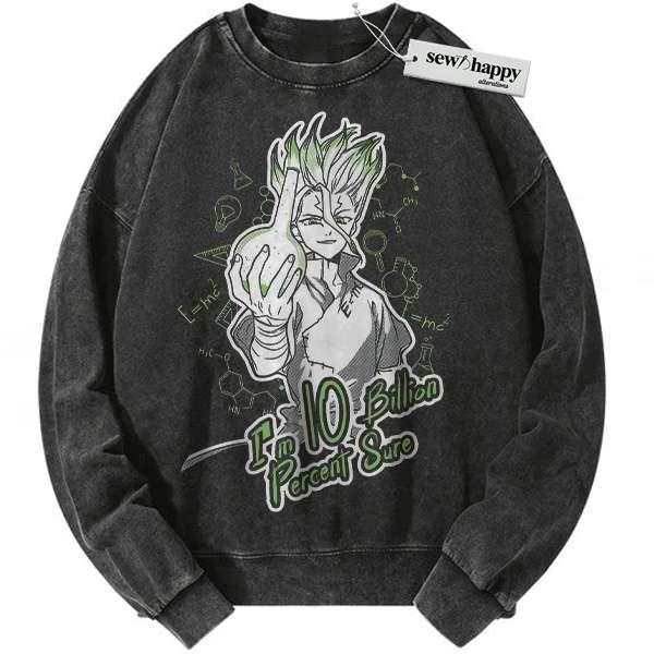 Wash Sweatshirt Senku Ishigami Sweatshirt, Dr Stone Sweatshirt, Anime Sweatshirt, Vintage Sweatshirt