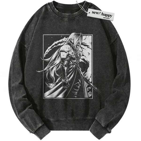 Wash Sweatshirt Sephiroth Sweatshirt, Final Fantasy Sweatshirt, Game Sweatshirt, Vintage Sweater
