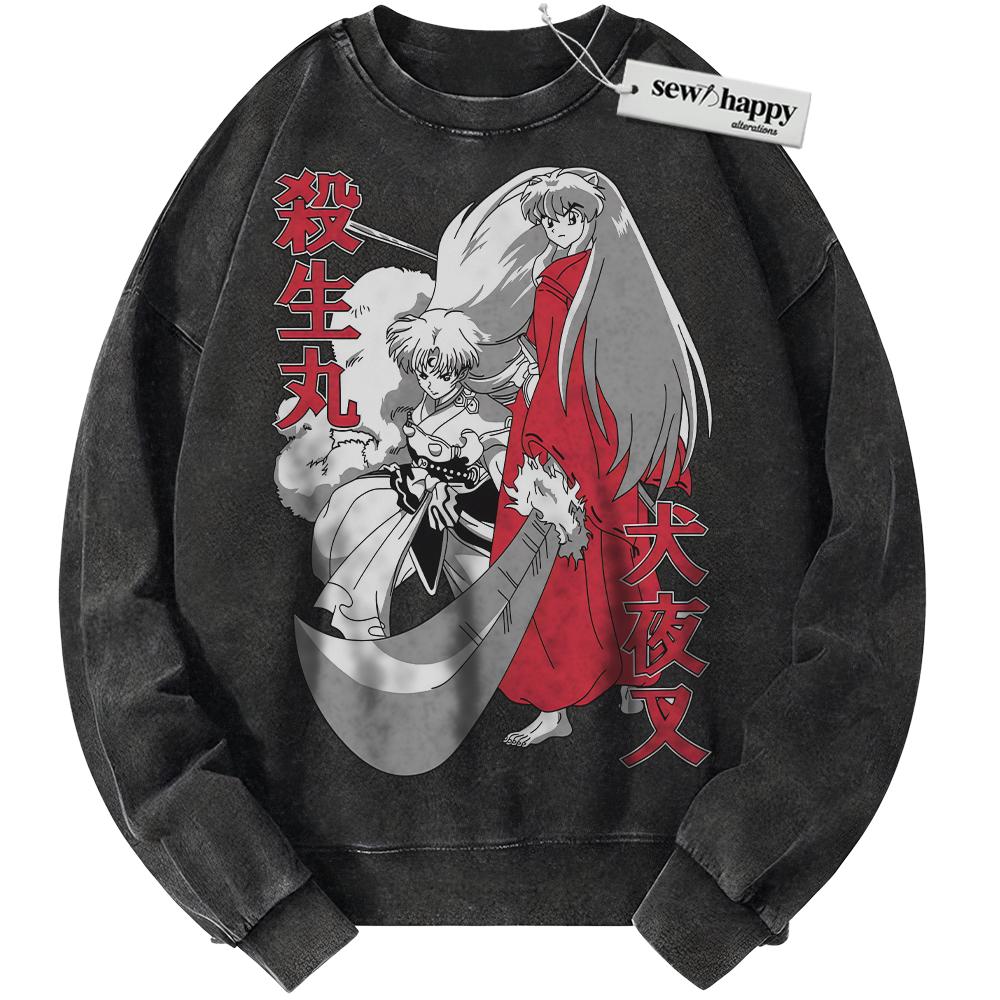 Wash Sweatshirt Sesshomaru Sweatshirt, Inuyasha Sweatshirt, Anime Sweatshirt, Vintage Sweater