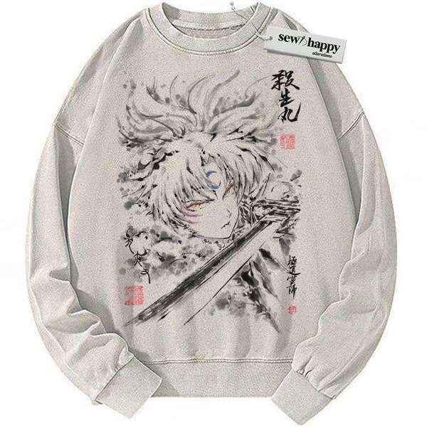 Wash Sweatshirt Sesshomaru Sweatshirt, Inuyasha Sweatshirt, Anime Sweatshirt, Vintage Sweater
