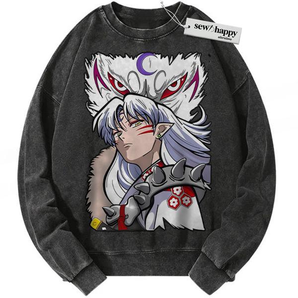 Wash Sweatshirt Sesshomaru Sweatshirt, Inuyasha Sweatshirt, Anime Sweatshirt, Vintage Sweatshirt