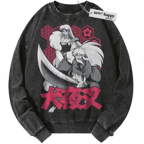Wash Sweatshirt Sesshomaru vs Inuyasha Sweatshirt, Anime Sweatshirt, Vintage Sweatshirt