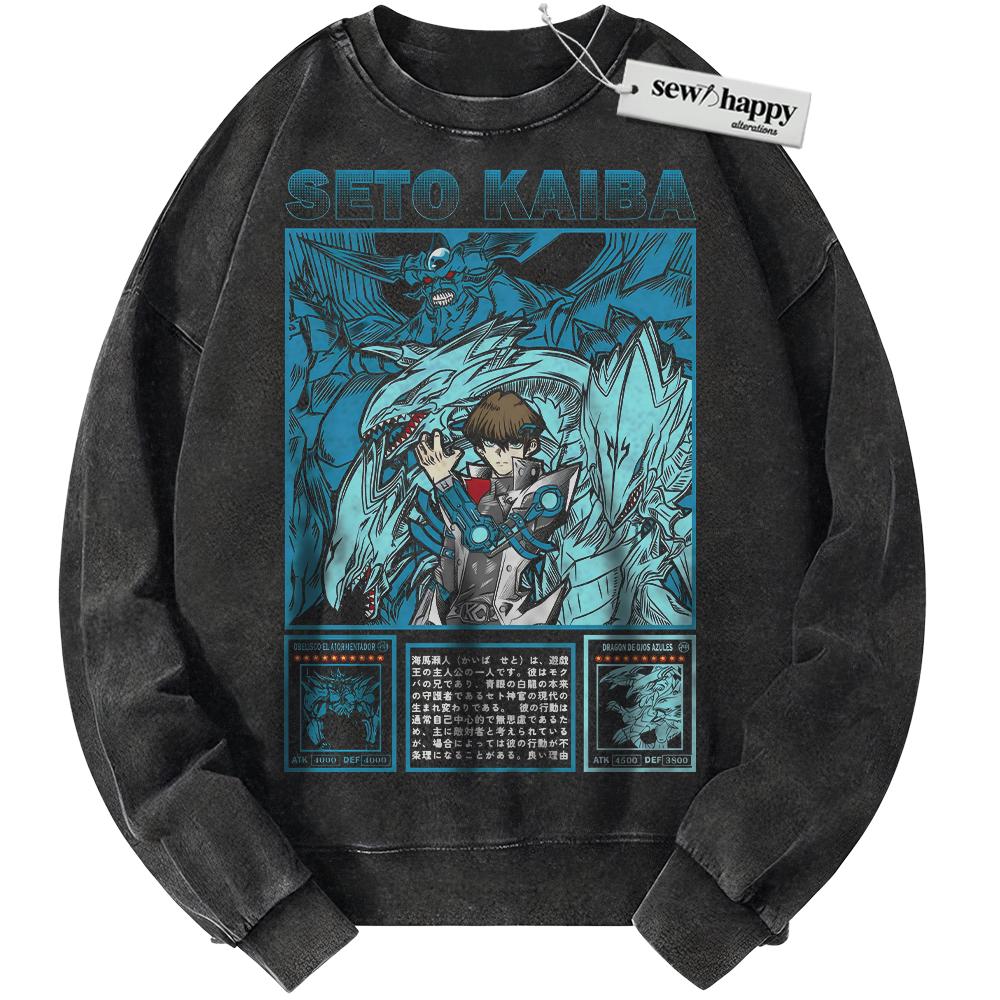 Wash Sweatshirt Seto Kaiba Sweatshirt, Anime Sweatshirt, Vintage Sweater