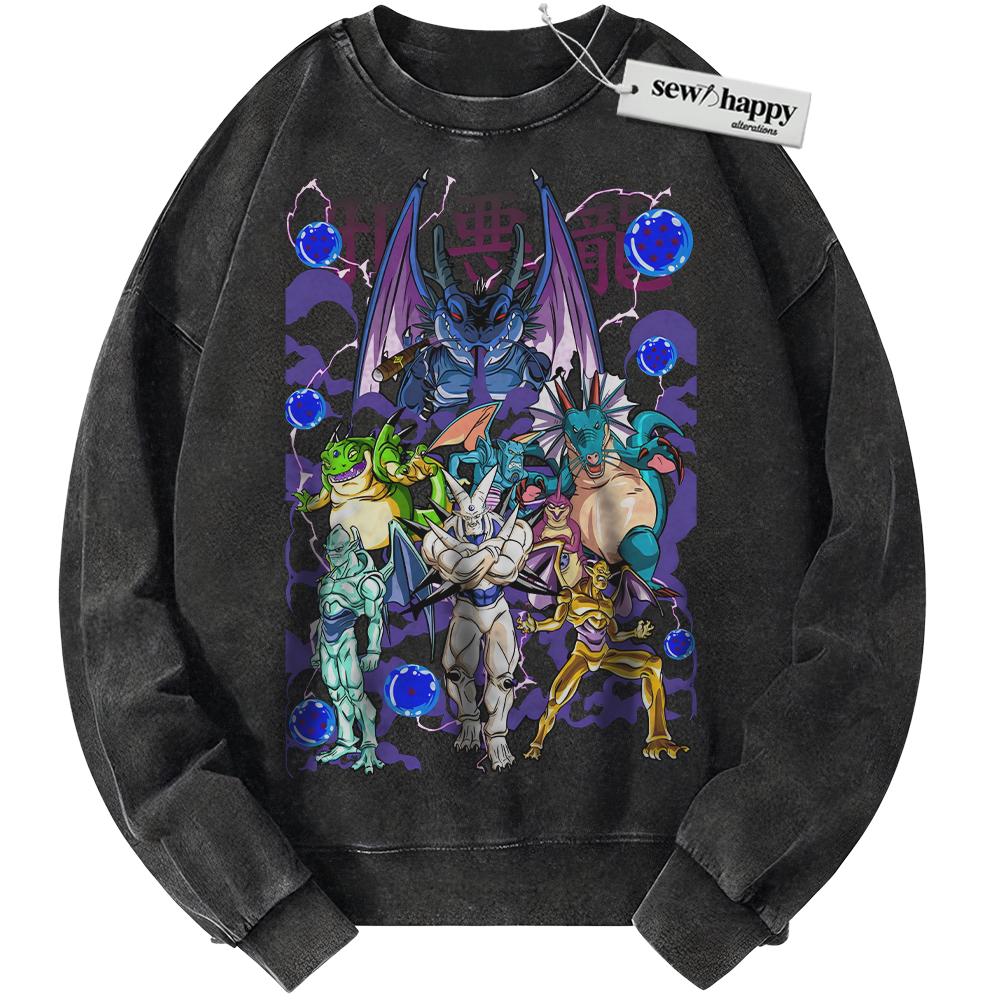 Wash Sweatshirt Shadow Dragons Sweatshirt, Dragon Ball Sweatshirt, Anime Sweatshirt, Vintage Sweater
