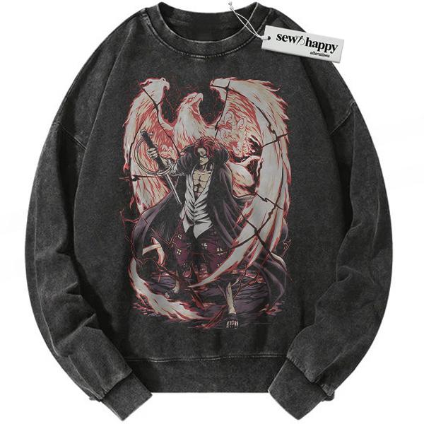 Wash Sweatshirt Shanks Sweatshirt, One Piece Sweatshirt, Anime Sweatshirt, Vintage Sweater