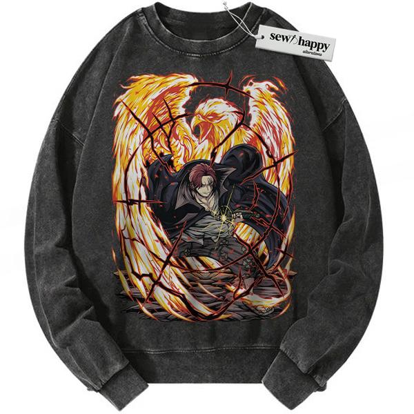 Wash Sweatshirt Shanks Sweatshirt, One Piece Sweatshirt, Anime Sweatshirt, Vintage Sweater