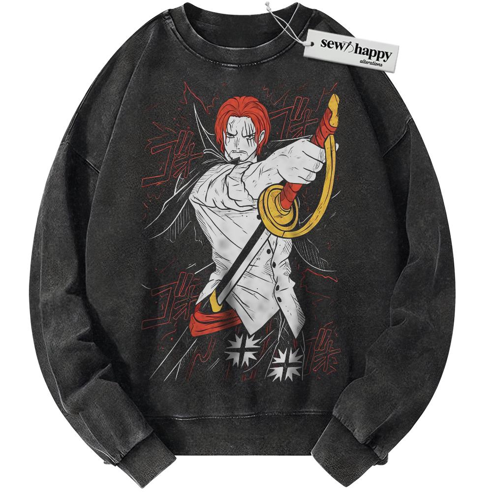Wash Sweatshirt Shanks Sweatshirt, One Piece Sweatshirt, Anime Sweatshirt, Vintage Sweater