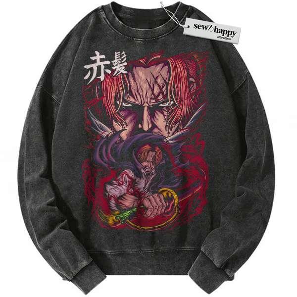 Wash Sweatshirt Shanks Sweatshirt, One Piece Sweatshirt, Anime Sweatshirt, Vintage Sweatshirt
