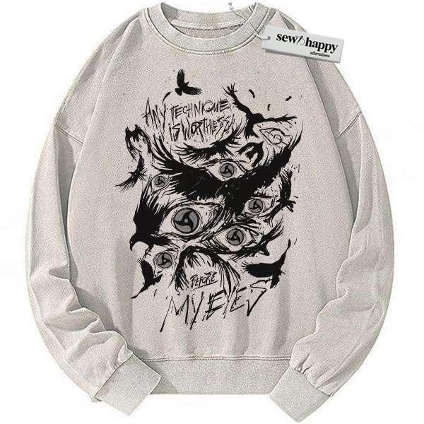 Wash Sweatshirt Sharingan Sweatshirt, Naruto Sweatshirt, Anime Sweatshirt, Vintage Sweater