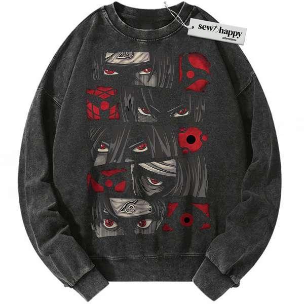 Wash Sweatshirt Sharingan Sweatshirt, Naruto Sweatshirt, Anime Sweatshirt, Vintage Sweatshirt