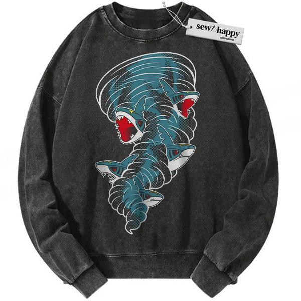 Wash Sweatshirt Sharpedo Sweatshirt, Pokemon Sweatshirt, PKM Sweatshirt, Anime Sweatshirt, Vintage Sweatshirt