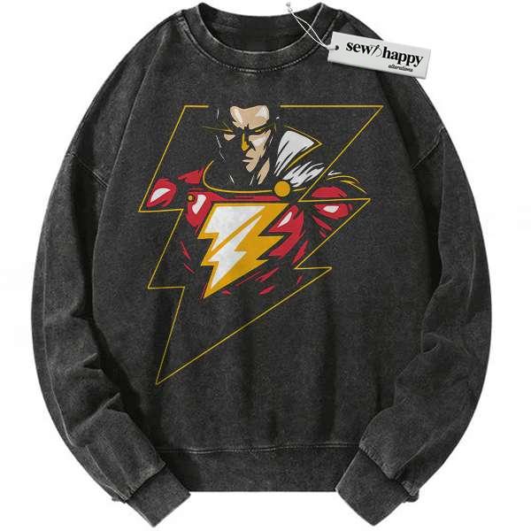 Wash Sweatshirt Shazam Sweatshirt, Comic Sweatshirt, Vintage Sweater