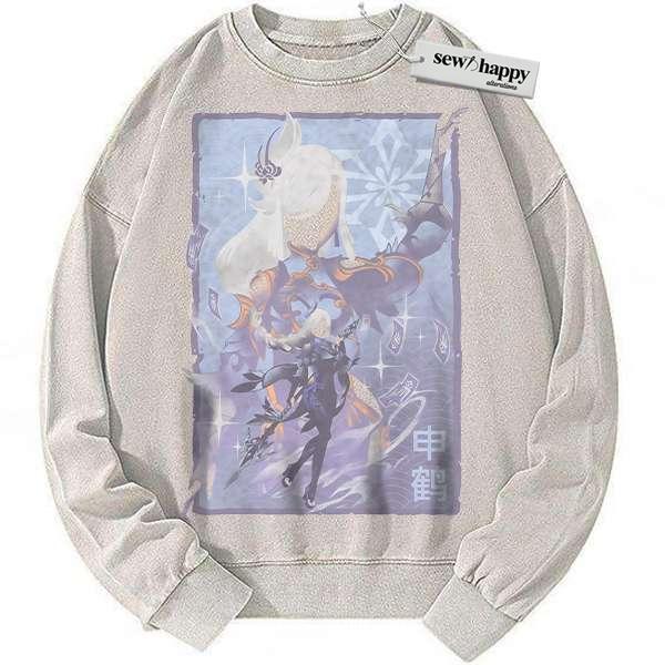 Wash Sweatshirt Shen He Sweatshirt, Genshin Impact Sweatshirt, Game Sweatshirt, Vintage Sweatshirt