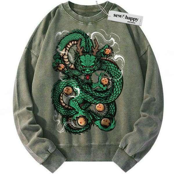 Wash Sweatshirt Shenron Sweatshirt, Dragon Ball Z Sweatshirt, Anime Sweatshirt, Vintage Sweater