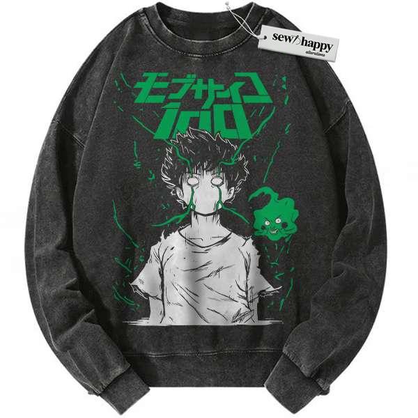 Wash Sweatshirt Shigeo Kageyama Sweatshirt, Mob Psycho 100 Sweatshirt, Anime Sweatshirt, Vintage Sweatshirt