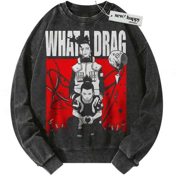 Wash Sweatshirt Shikamaru Nara Sweatshirt, Naruto Sweatshirt, Anime Sweatshirt, Vintage Sweater