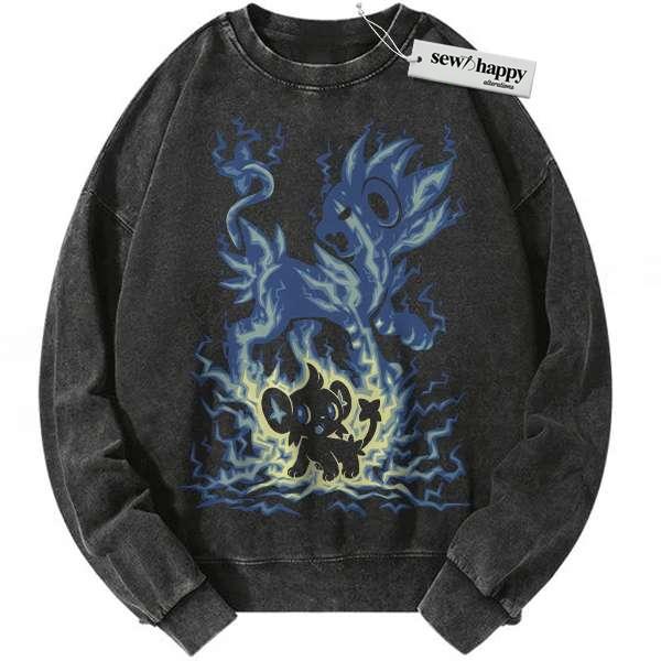 Wash Sweatshirt Shinx Sweatshirt, Luxray Sweatshirt, Pokemon Sweatshirt, Anime Sweatshirt, Vintage Sweatshirt