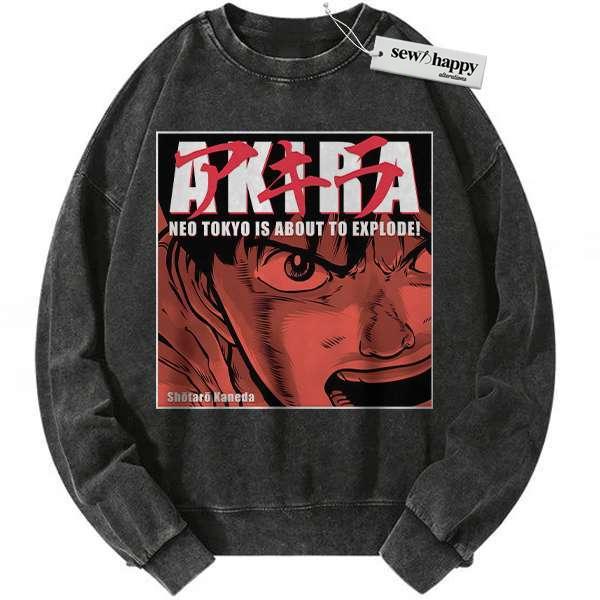 Wash Sweatshirt Shotaro Kaneda Sweatshirt, Akira Sweatshirt, Anime Sweatshirt, Vintage Sweater
