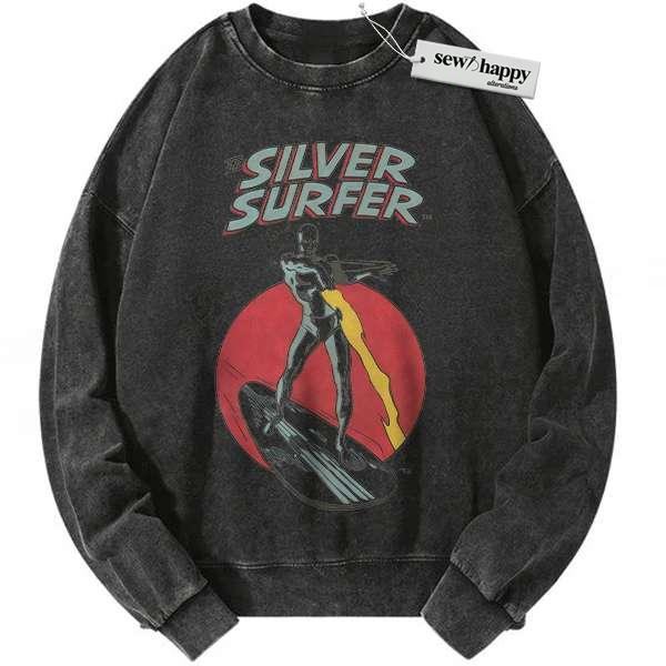 Wash Sweatshirt Silver Surfer Sweatshirt, Marvel Comics Sweatshirt, Vintage Sweatshirt