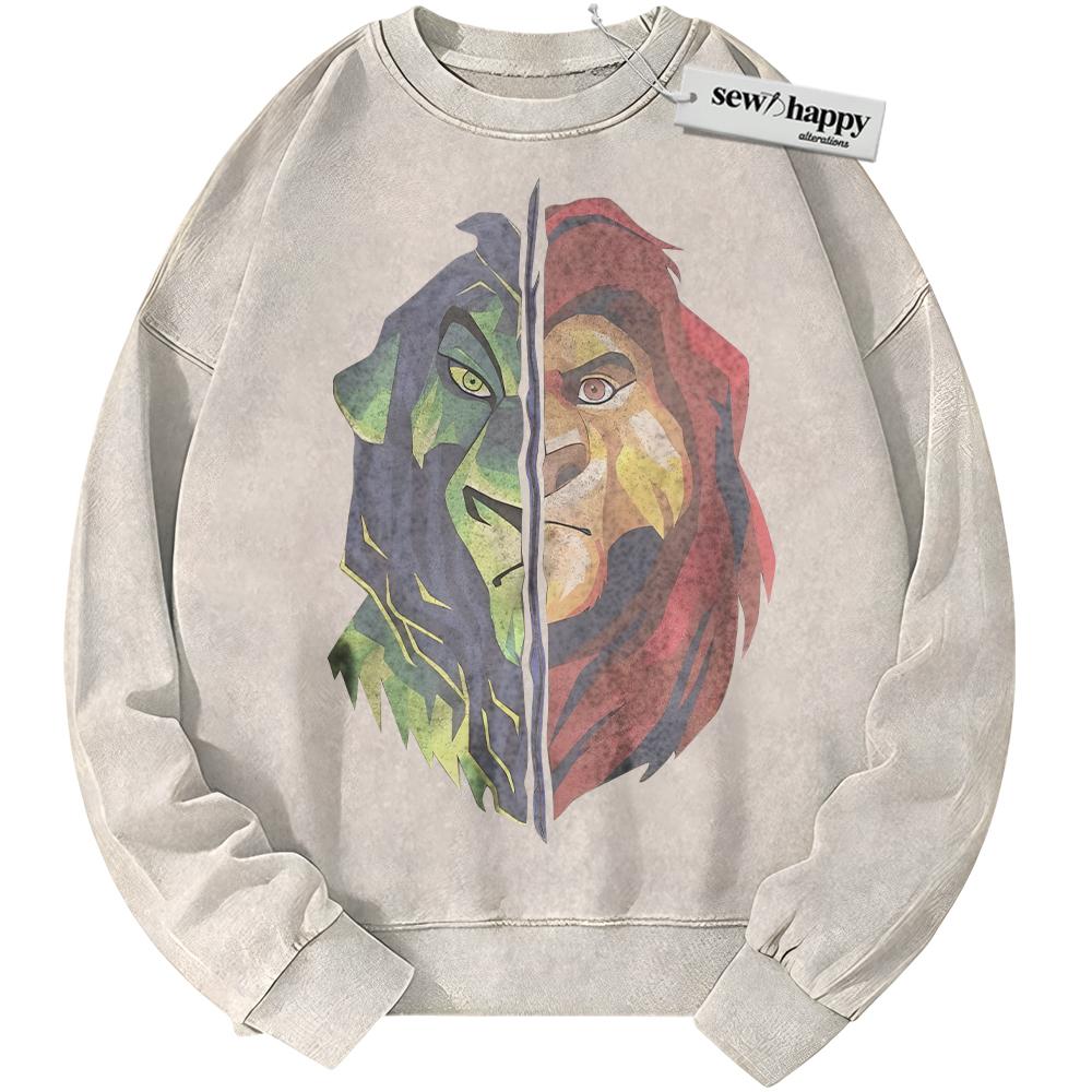 Wash Sweatshirt Simba Sweatshirt, Scar Sweatshirt, The Lion King Sweatshirt, Animated Sweatshirt, Vintage Sweater