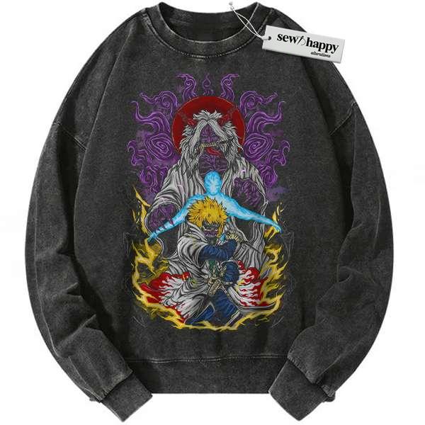 Wash Sweatshirt Skeleton Minato Namikaze Sweatshirt, Naruto Sweatshirt, Anime Sweatshirt, Vintage Sweatshirt