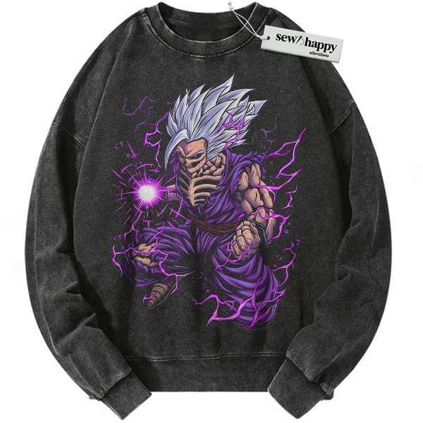 Wash Sweatshirt Skeleton Son Gohan Sweatshirt, Dragon Ball Sweatshirt, DBZ Sweatshirt, Anime Sweatshirt, Vintage Sweatshirt