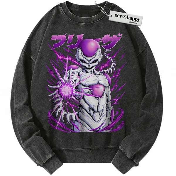 Wash Sweatshirt Skull Frieza Sweatshirt, Dragon Ball Sweatshirt, DBZ Sweatshirt, Anime Sweatshirt, Vintage Sweatshirt