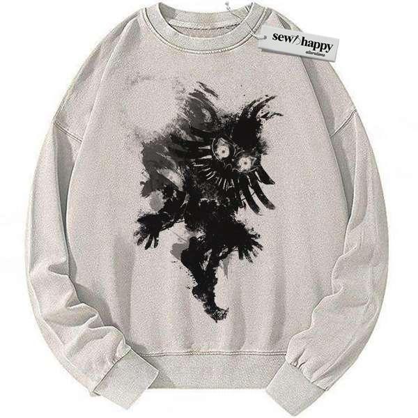 Wash Sweatshirt Skull Kid Sweatshirt, The Legend of Zelda: Majora's Mask Sweatshirt, Game Sweatshirt, Vintage Sweatshirt
