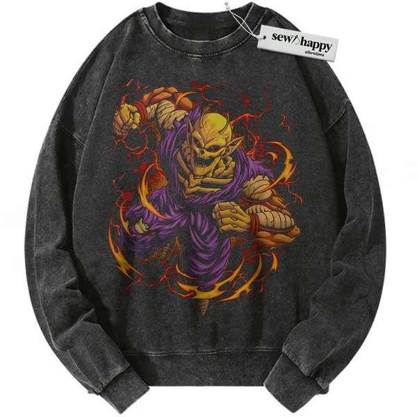 Wash Sweatshirt Skull Orange Piccolo Sweatshirt, Dragon Ball Sweatshirt, DBZ Sweatshirt, Anime Sweatshirt, Vintage Sweatshirt Wash Sweatshirt Skull Orange Piccolo Sweatshirt, Dragon Ball Sweatshirt, DBZ Sweatshirt, Anime Sweatshirt, Vintage Sweatshirt - Image 1