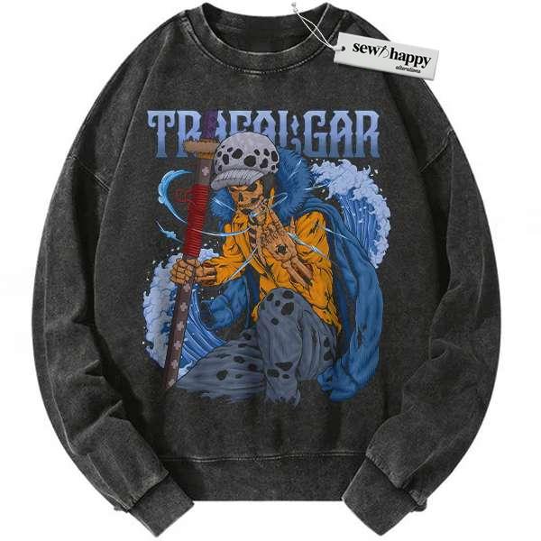 Wash Sweatshirt Skull Trafalgar D Water Law Sweatshirt, One Piece Sweatshirt, Anime Sweatshirt, Vintage Sweatshirt