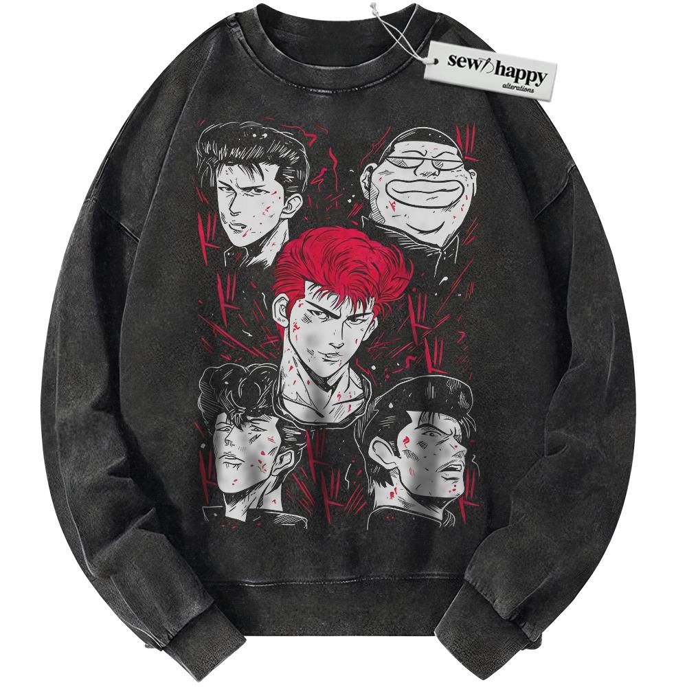 Wash Sweatshirt Slam Dunk Sweatshirt, Anime Sweatshirt, Vintage Sweater