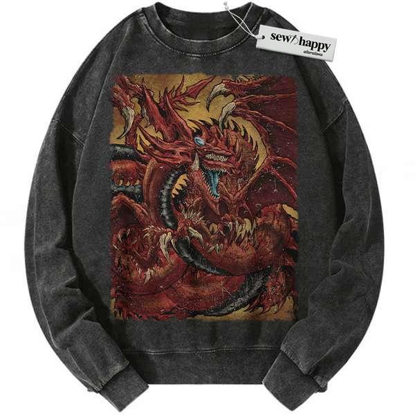 Wash Sweatshirt Slifer the Sky Dragon Sweatshirt, Anime Sweatshirt, Vintage Sweater