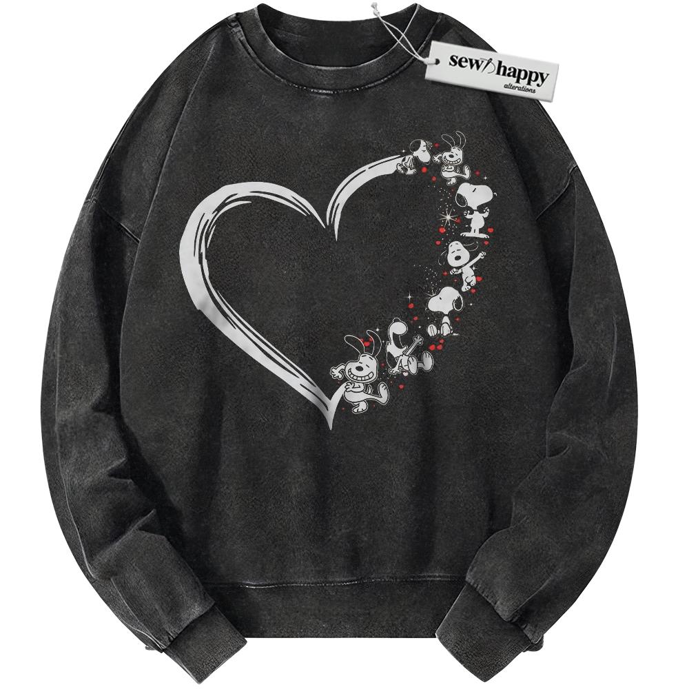 Wash Sweatshirt Snoopy Sweatshirt, Peanuts Sweatshirt, Animated Sweatshirt, Valentine's Day Sweatshirt, Vintage Sweater